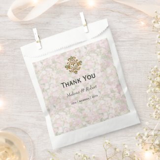 Golden Jewelled Floral Wedding Thank You