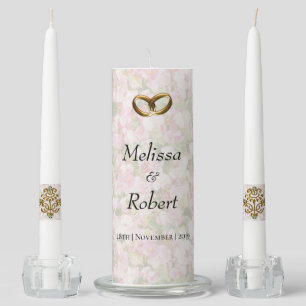 Golden Jewelled Floral Wedding Unity Candle Set