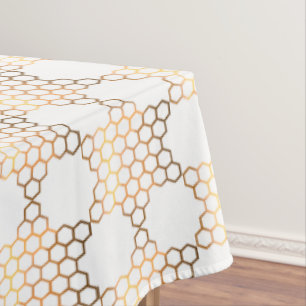 Golden Jewish Star Honeycomb on White, large Tablecloth
