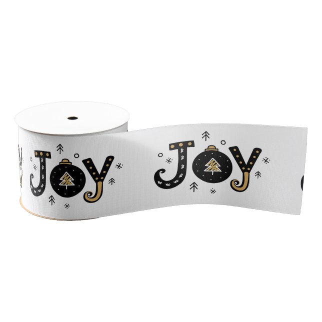 Golden Joy Playful Script Holiday Ribbon (Spool)