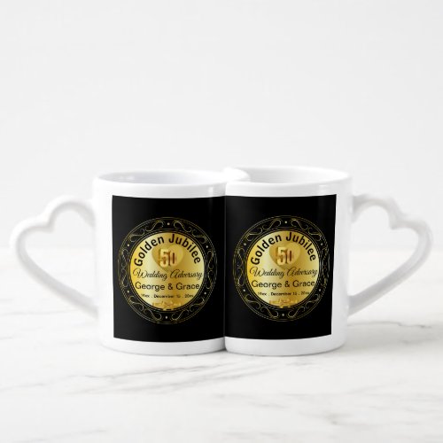 Golden Jubilee 50th Anniversary Gift for Wife on Coffee Mug Set