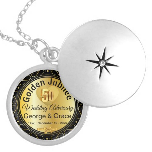 Golden Jubilee 50th Anniversary Gift for Wife on Locket Necklace