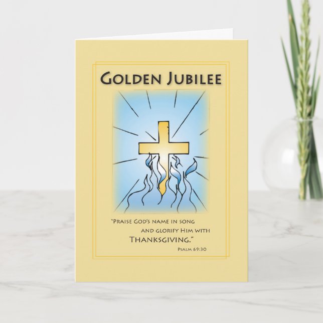 Golden Jubilee Blue with Cross Card (Front)