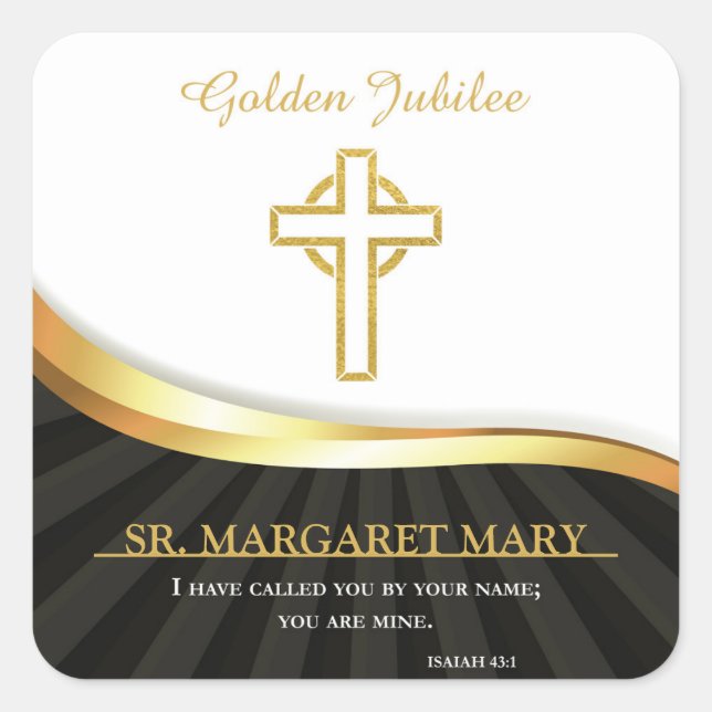 Golden Jubilee of Religious Life, 50 Year Square Sticker (Front)