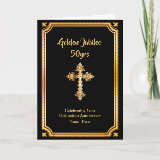 2682 Golden  Jubilee  Religious Life Cross Candle Card  