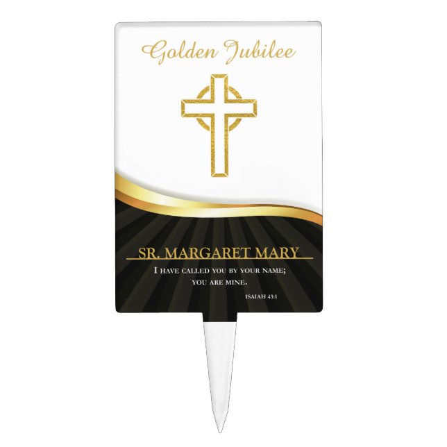 Golden Jubilee Religious Life, 50 Yr Anniversary Cake Topper (Front)