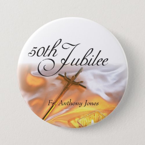 Golden Jubilee Religious Life Cross Candle Button