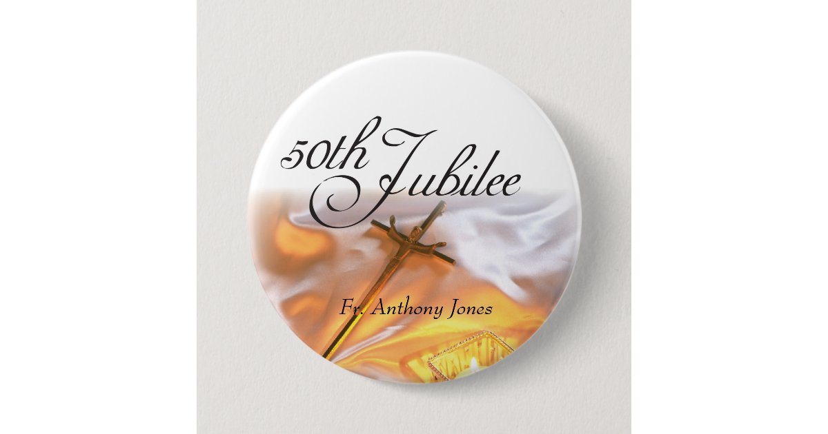 Golden Jubilee Religious Life, Cross Candle Button Zazzle