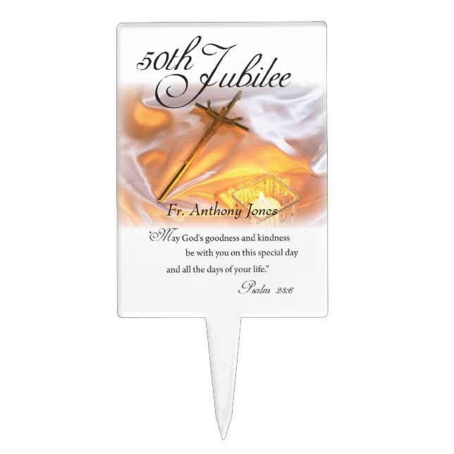 Golden Jubilee Religious Life, Cross Candle Cake Topper (Front)