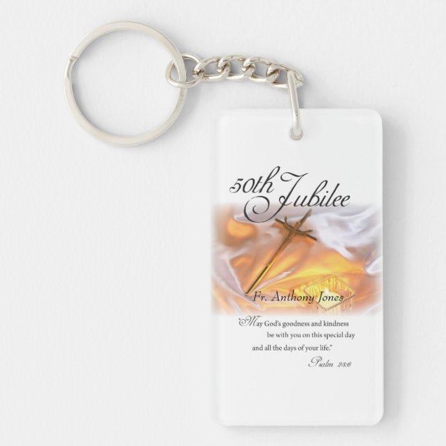 Golden Jubilee Religious Life, Cross Candle Keychain (Front)