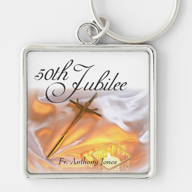 Golden Jubilee Religious Life, Cross Candle Keychain (Front)