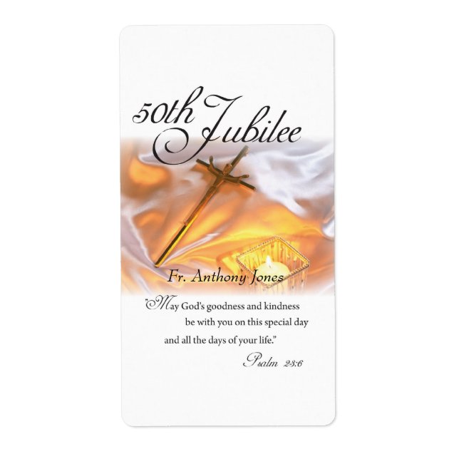 Golden Jubilee Religious Life, Cross Candle Label (Front)