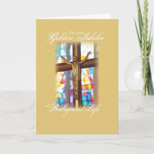 Golden Jubilee Stained Glass Card