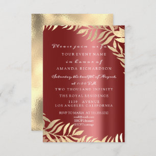 Golden Jungle Burgundy Elegant Bridal Birthday Invitation