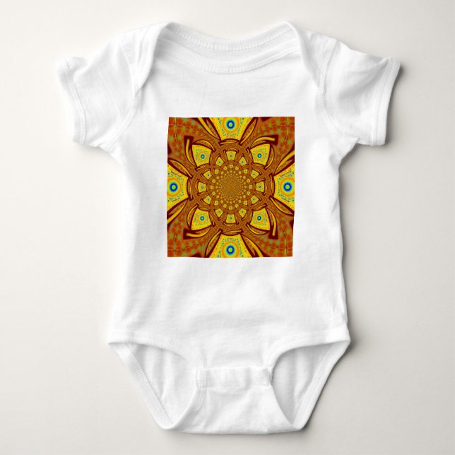 Golden Kaleidoscope Art Print Baby Bodysuit (Front)