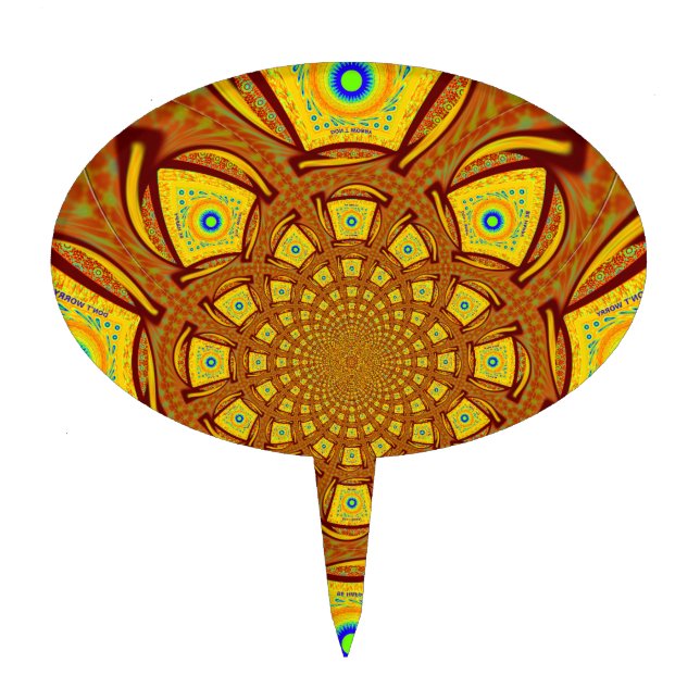 Golden Kaleidoscope Art Print Cake Topper (Front)