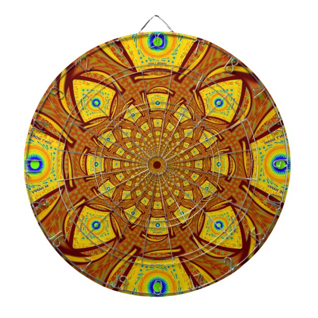 Golden Kaleidoscope Art Print Dart Board (Front)