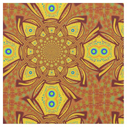 Golden Kaleidoscope Art Print Fabric