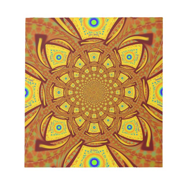 Golden Kaleidoscope Art Print Notepad (Front)