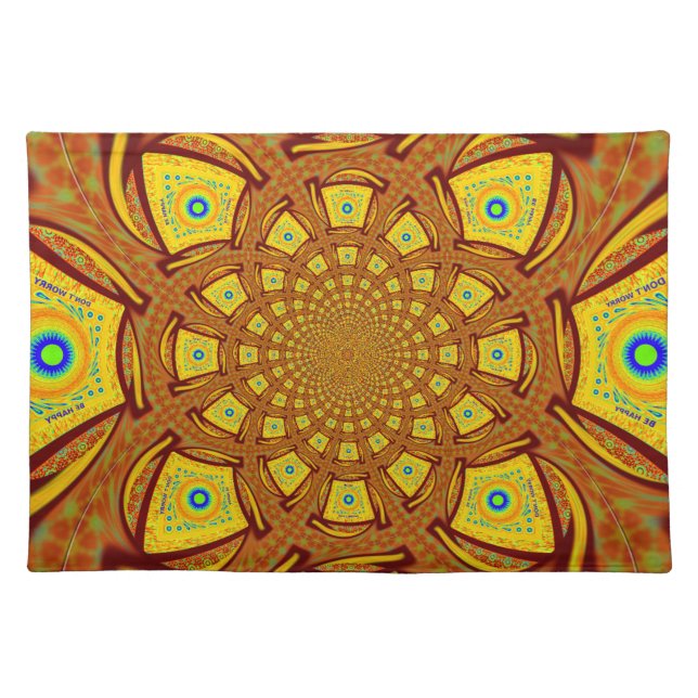 Golden Kaleidoscope Art Print Placemat (Front)