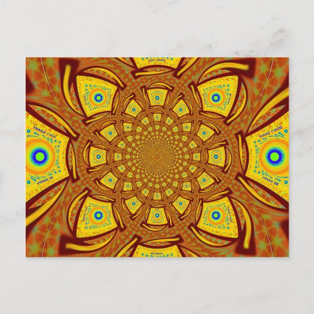 Golden Kaleidoscope Art Print Postcard (Front)