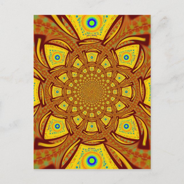 Golden Kaleidoscope Art Print Postcard (Front)