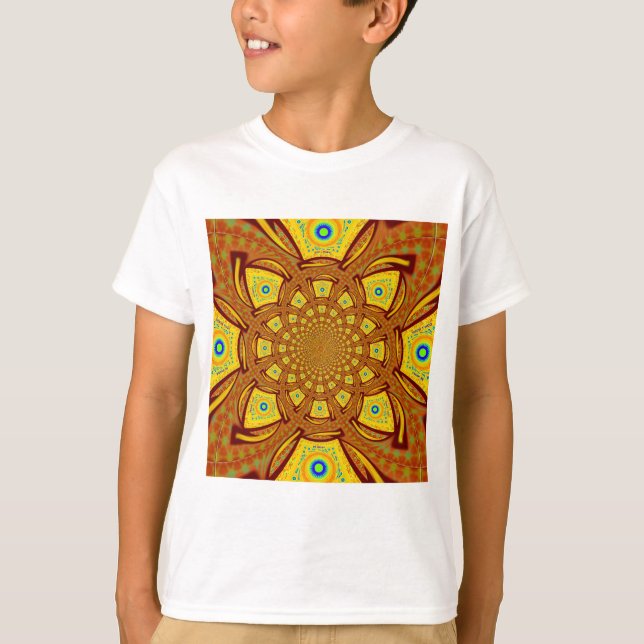 Golden Kaleidoscope Art Print T-Shirt (Front)