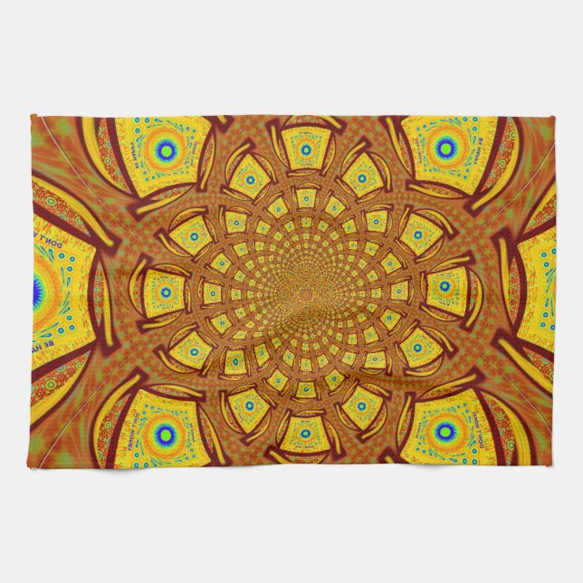 Golden Kaleidoscope Art Print Towel (Horizontal)