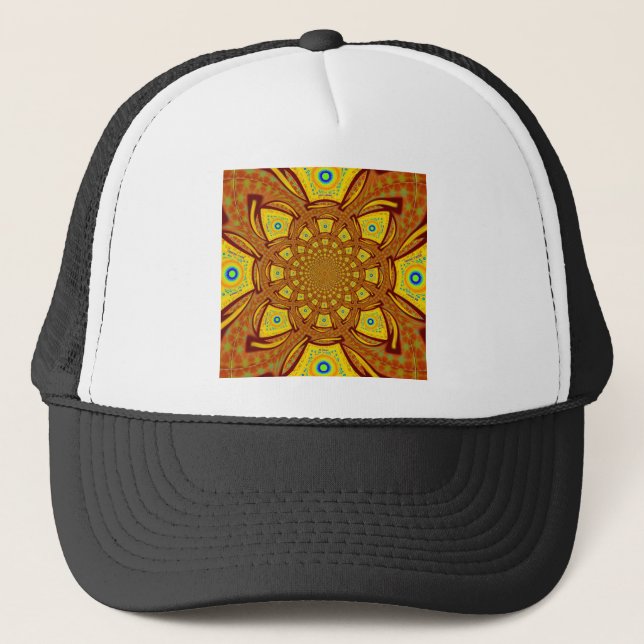 Golden Kaleidoscope Art Print Trucker Hat (Front)