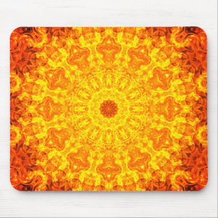 Golden Kaleidoscopic Mandala Art Mouse Pad