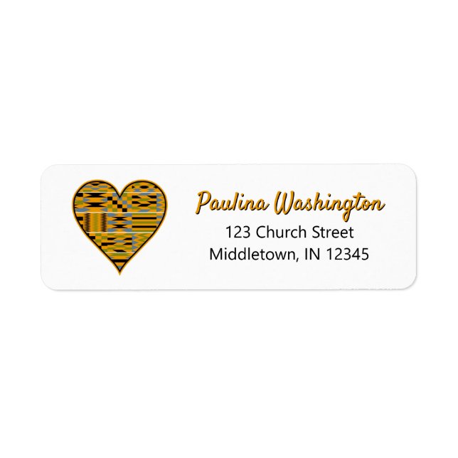 Golden Kente Heart Return Address Label (Front)