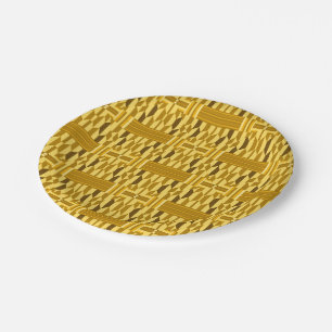 Golden Kente Pattern Paper Plate