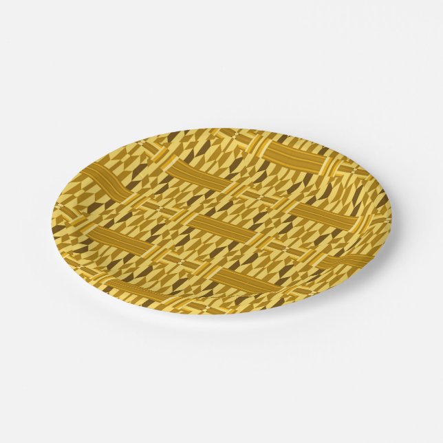 Golden Kente Pattern Paper Plate (Angled)