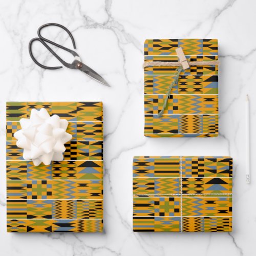 Golden Kente Wrapping Paper Sheets