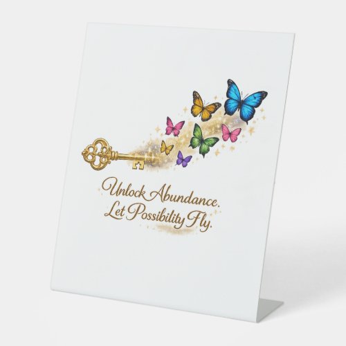 Golden Key Butterfly Desk Motivation Frame Pedestal Sign
