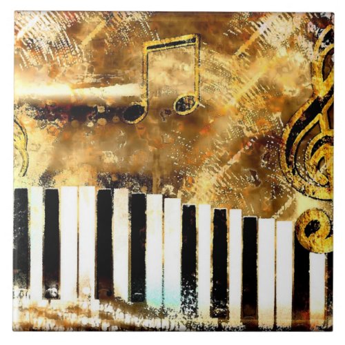 Golden Keyboard musical theme Ceramic Tile