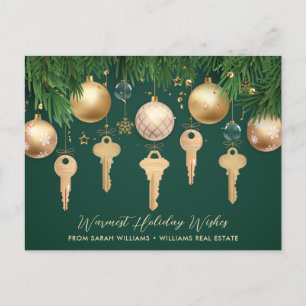 Golden Keys Real Estate Christmas Holiday Postcard