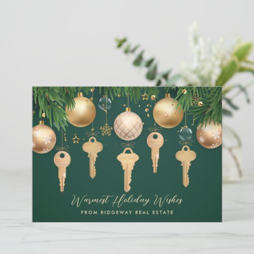 Golden Keys Real Estate Holiday Card Zazzle