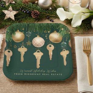 Golden Keys Real Estate Holiday Paper Plates