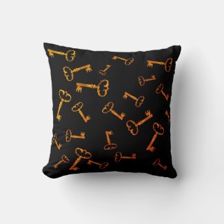 Golden Keys Vintage Keys Throw Cushion