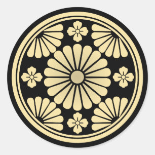 Golden Kiku Flower Classic Round Sticker