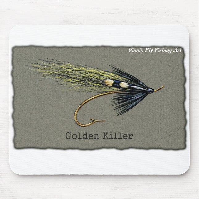 Golden Killer Fly Fishing Mouse Pad © Vinnik Art (Front)