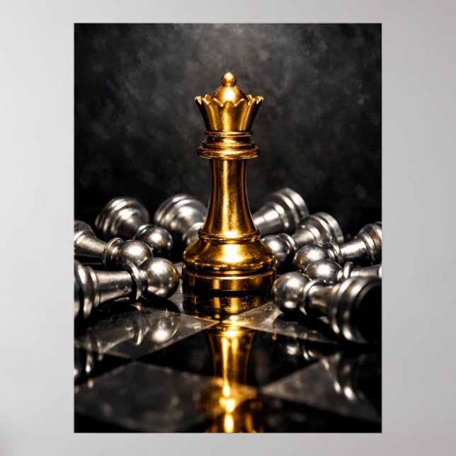Golden King Chess Piece – Strategy, Power & Victor Poster (Front)
