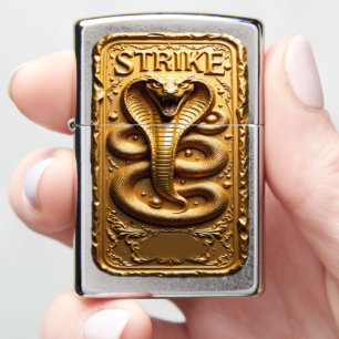 Golden King Cobra Strike Predator Zippo Lighter