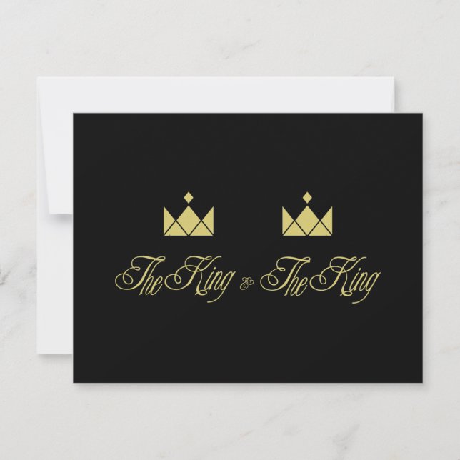Golden King Crowns for Gay Wedding Note Card (Front)