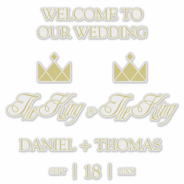 Golden King Crowns for Gay Wedding Sticker (Front)