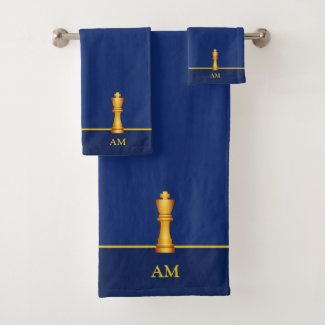 Golden King & Monogram on Navy Blue