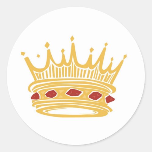 Golden Kings Crown Queens Jewels Royalty Classic Round Sticker