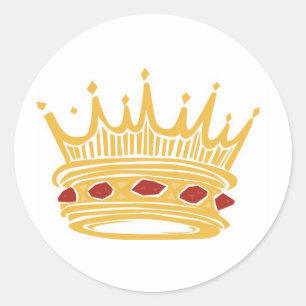 Golden King's Crown Queen's Jewels Royalty Classic Round Sticker