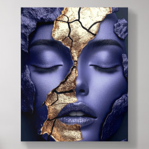 Golden Kintsugi Girl Portrait Acrylic Photo Tile